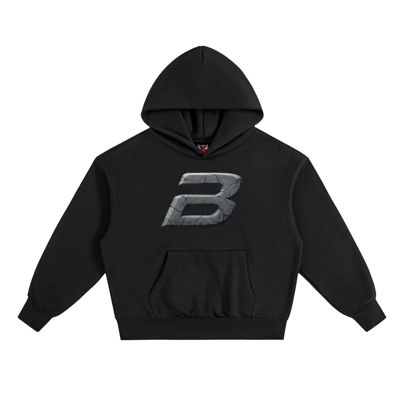 STONE LOGO HOODIE [BLACK]