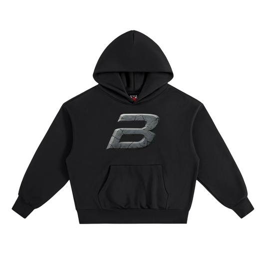 STONE LOGO HOODIE [BLACK]