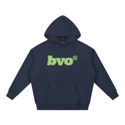 HALF-TONED GREEN LOGO HOODIE [NAVY BLUE]