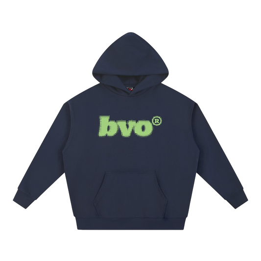 HALF-TONED GREEN LOGO HOODIE [NAVY BLUE]
