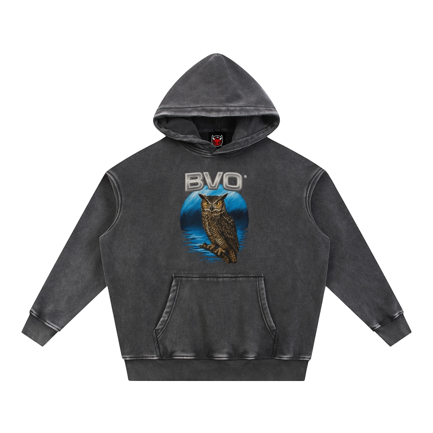 OWL VINTAGE WASH HOODIE [BLACK]