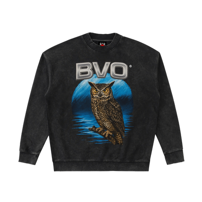 OWL VINTAGE WASH SWEATSHIRT [BLACK]