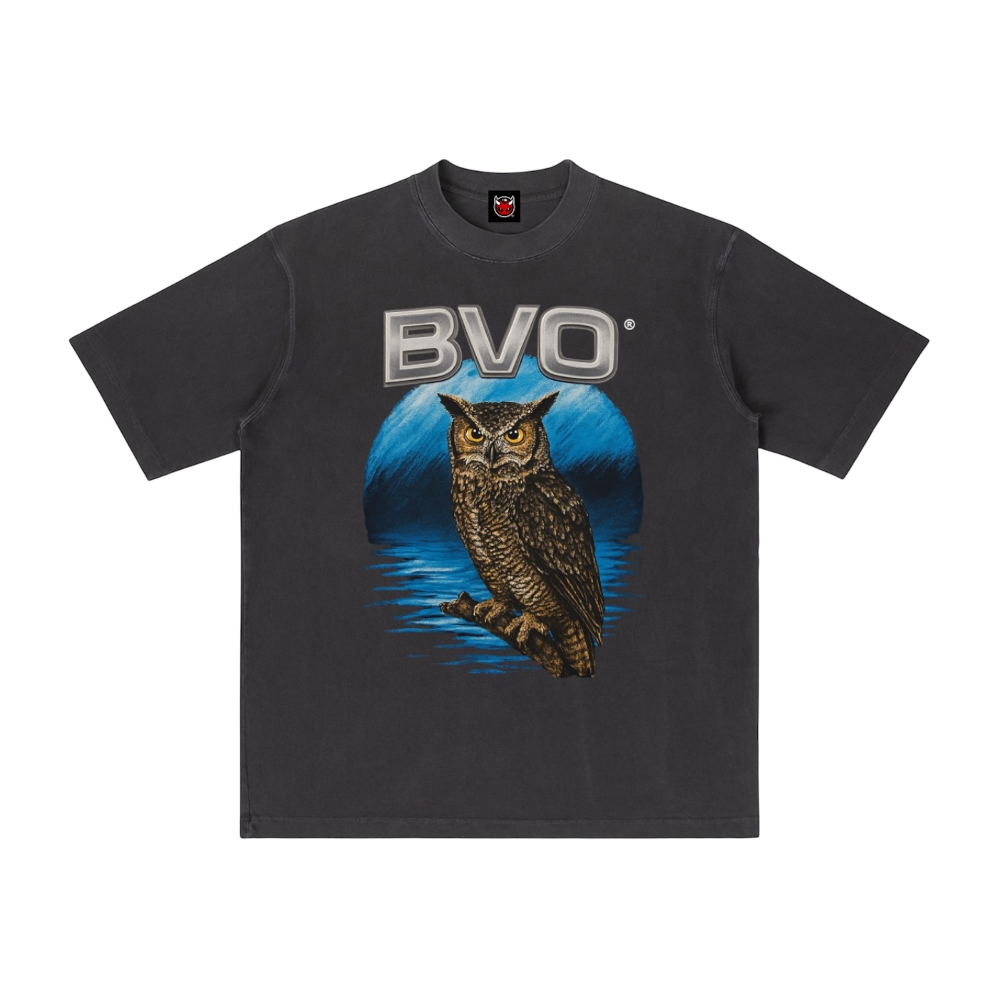 OWL VINTAGE WASH TEE [BLACK]