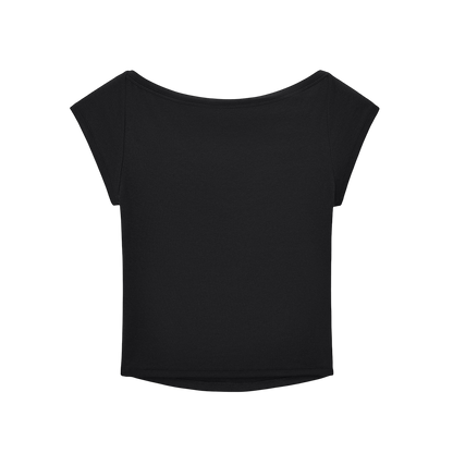 WMNS ANTI LOGO WIDE NECK BABY TEE [BLACK]