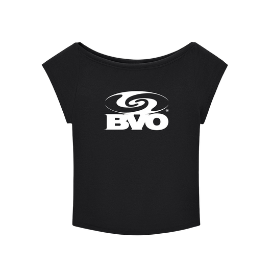 WMNS ANTI LOGO WIDE NECK BABY TEE [BLACK]