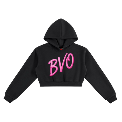 WMNS ICING LOGO CROP HOODIE [BLACK]