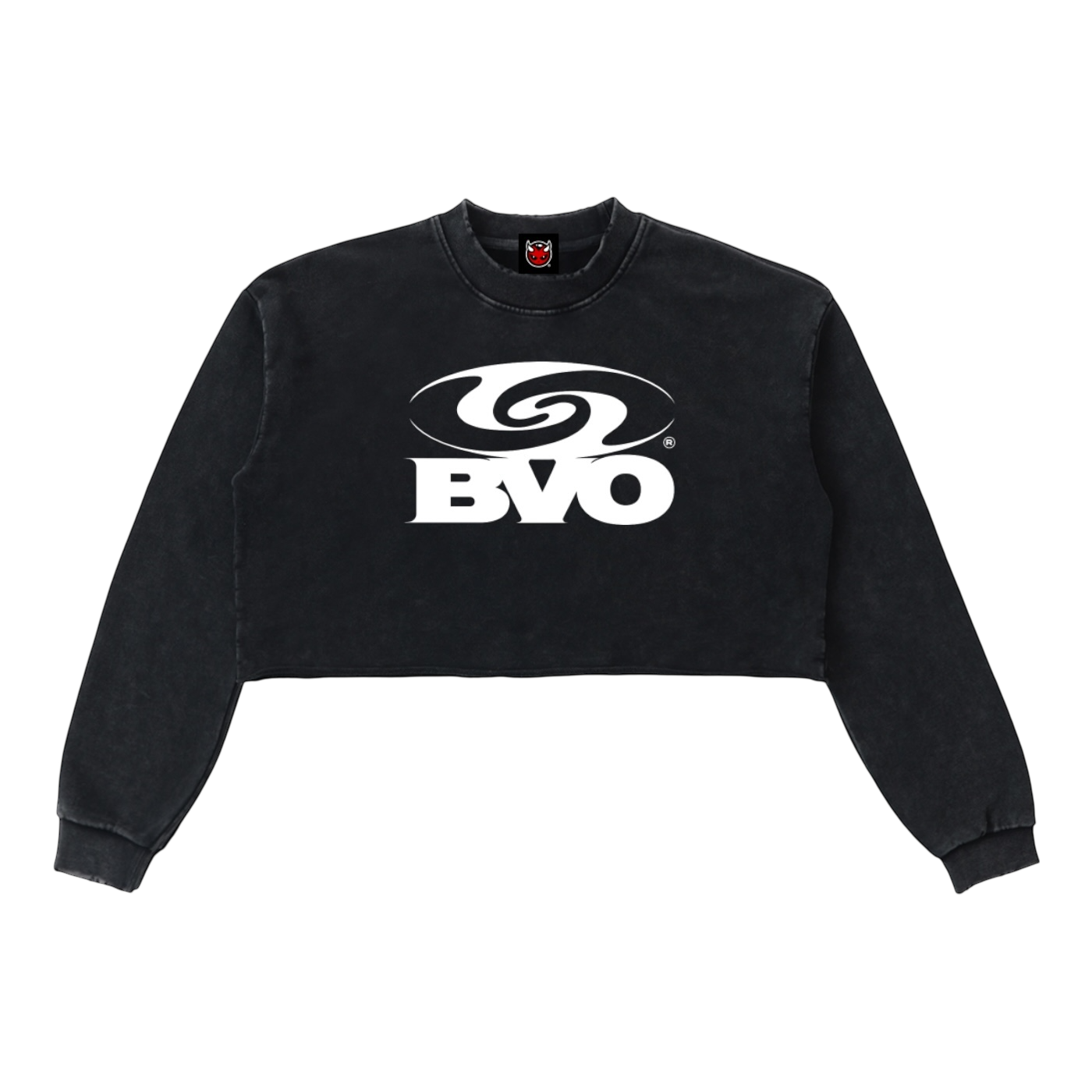 WMNS ANTI LOGO VINTAGE WASH CROP SWEATSHIRT [BLACK]