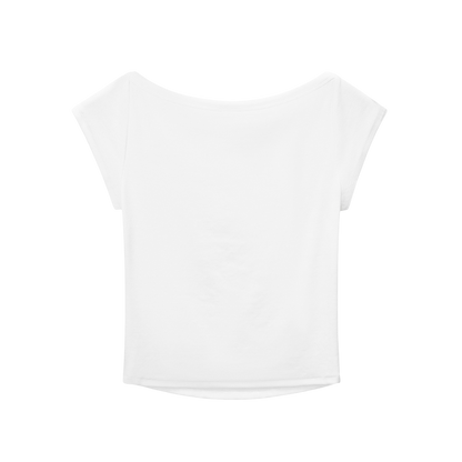WMNS ANTI LOGO WIDE NECK BABY TEE [WHITE]