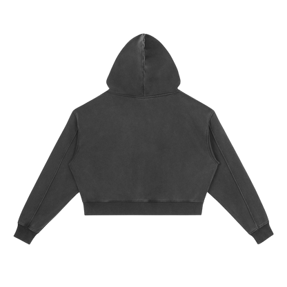 WMNS OWL VINTAGE WASH HOODIE [BLACK]