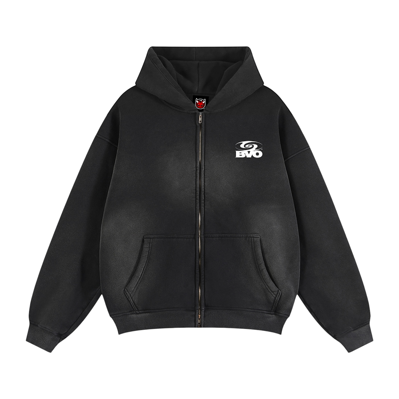 ANTI VINTAGE WASH ZIP HOODIE [BLACK]